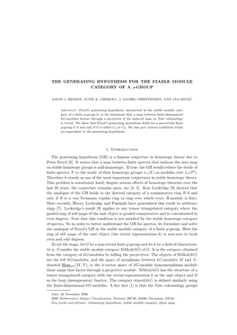 THE GENERATING HYPOTHESIS for the STABLE MODULE CATEGORY of a P-GROUP