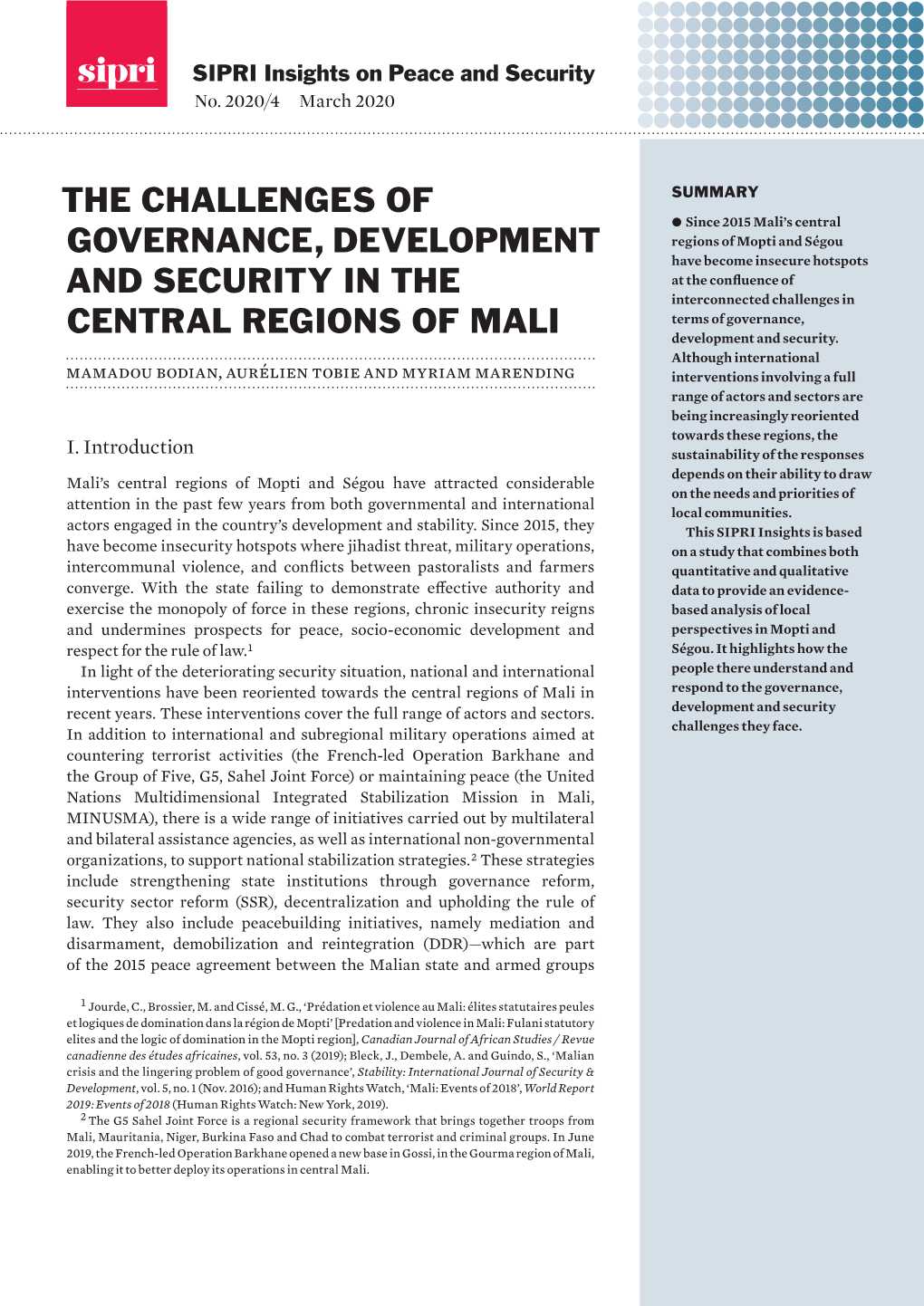 The Challenges of Governance, Development and Security in The