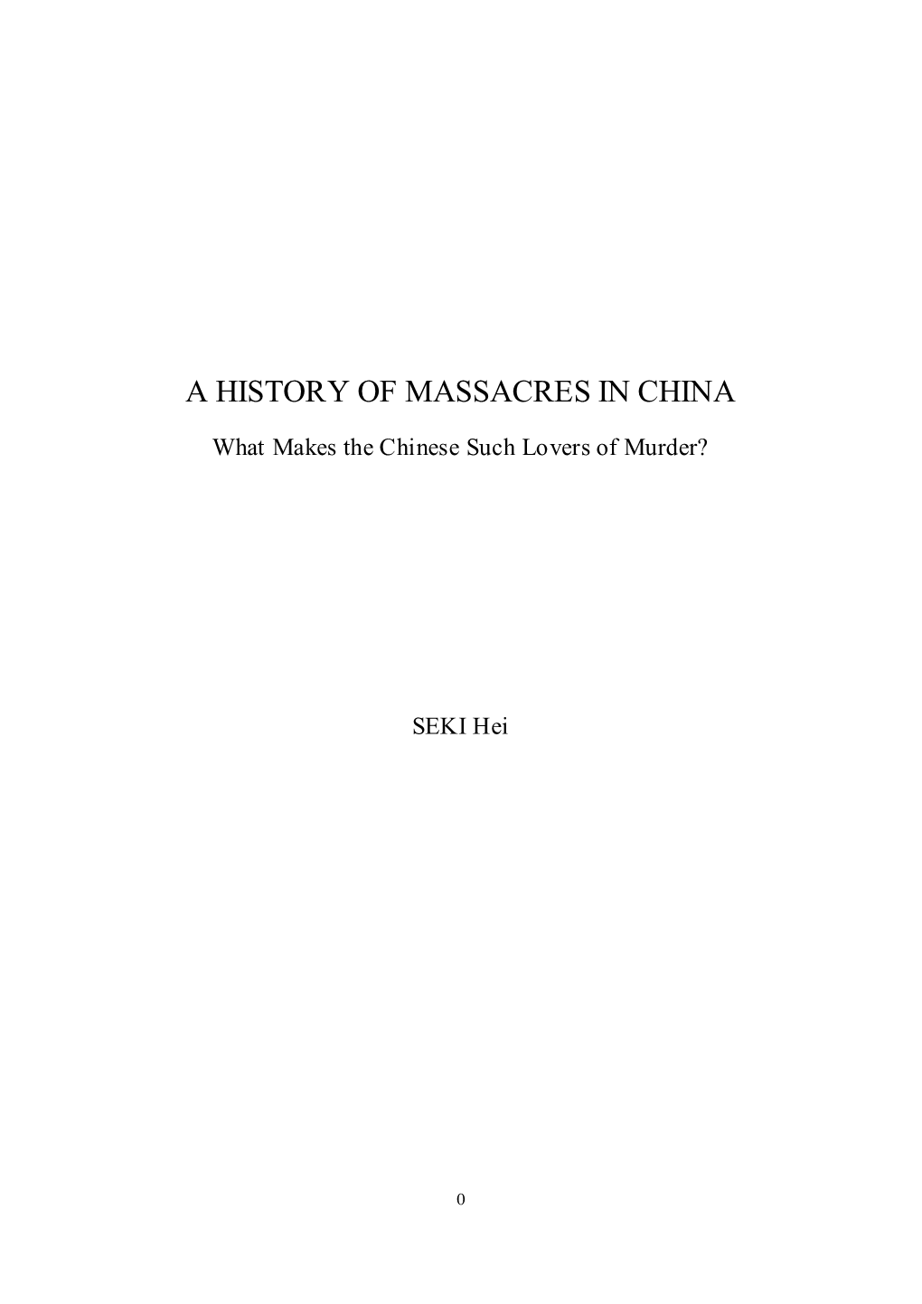 A History of Massacres in China