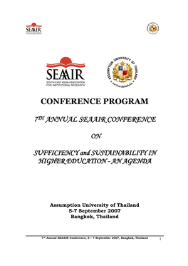 Conference Program 7Th Annual Seaair Conference