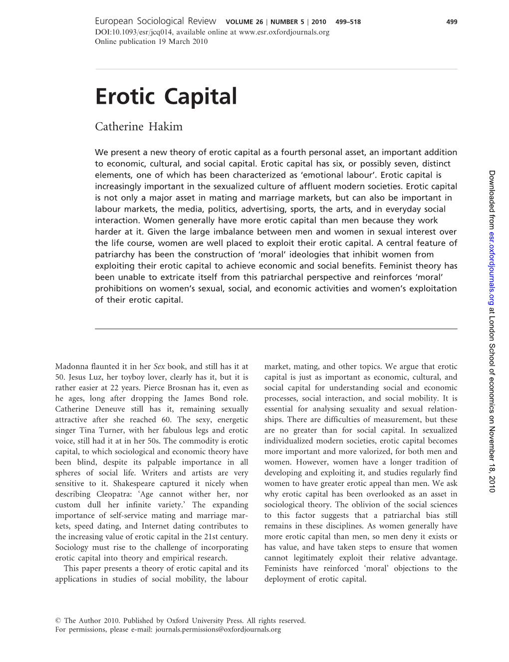 Erotic Capital Catherine Hakim
