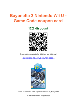 Bayonetta 2 Nintendo Wii U - Game Code Coupon Card