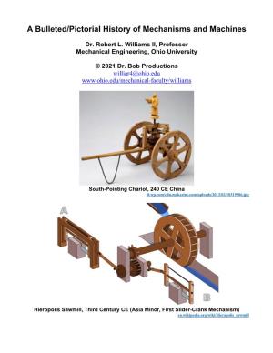 A Bulleted/Pictorial History of Mechanisms and Machines