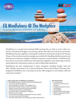 EQ Mindfulness @ the Workplace to Increase Effectiveness, Productivity and Well-Being