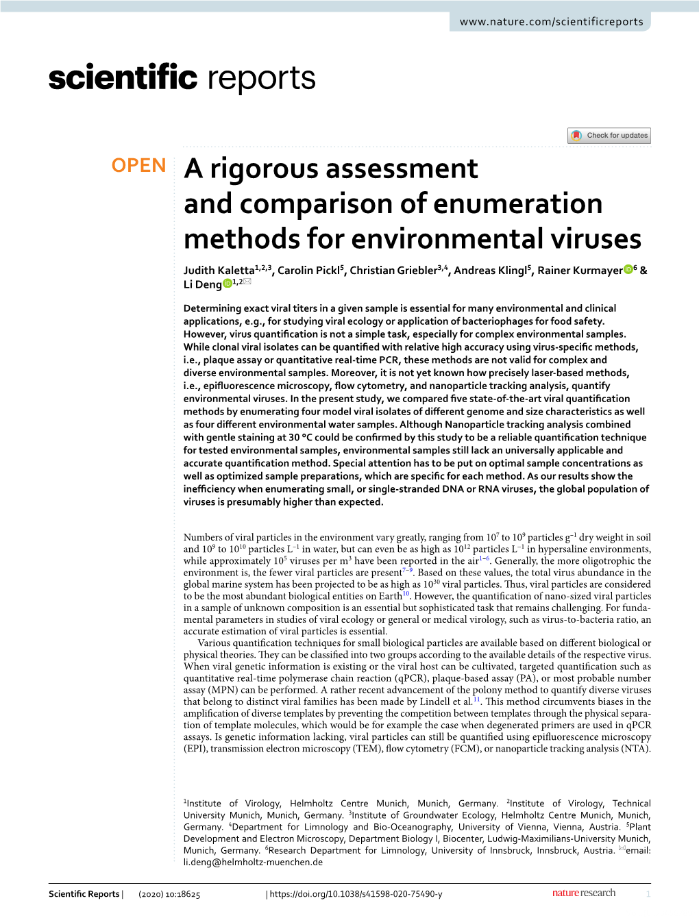 A Rigorous Assessment and Comparison of Enumeration Methods for Environmental Viruses