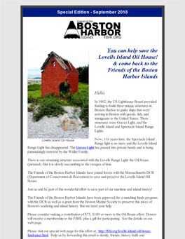 You Can Help Save the Lovells Island Oil House! & Come Back to the Friends of the Boston Harbor Islands