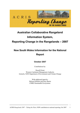 NSW Reporting Change in the Rangelands