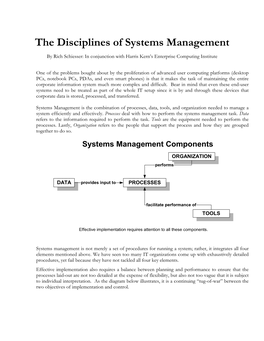 The Disciplines of Systems Management