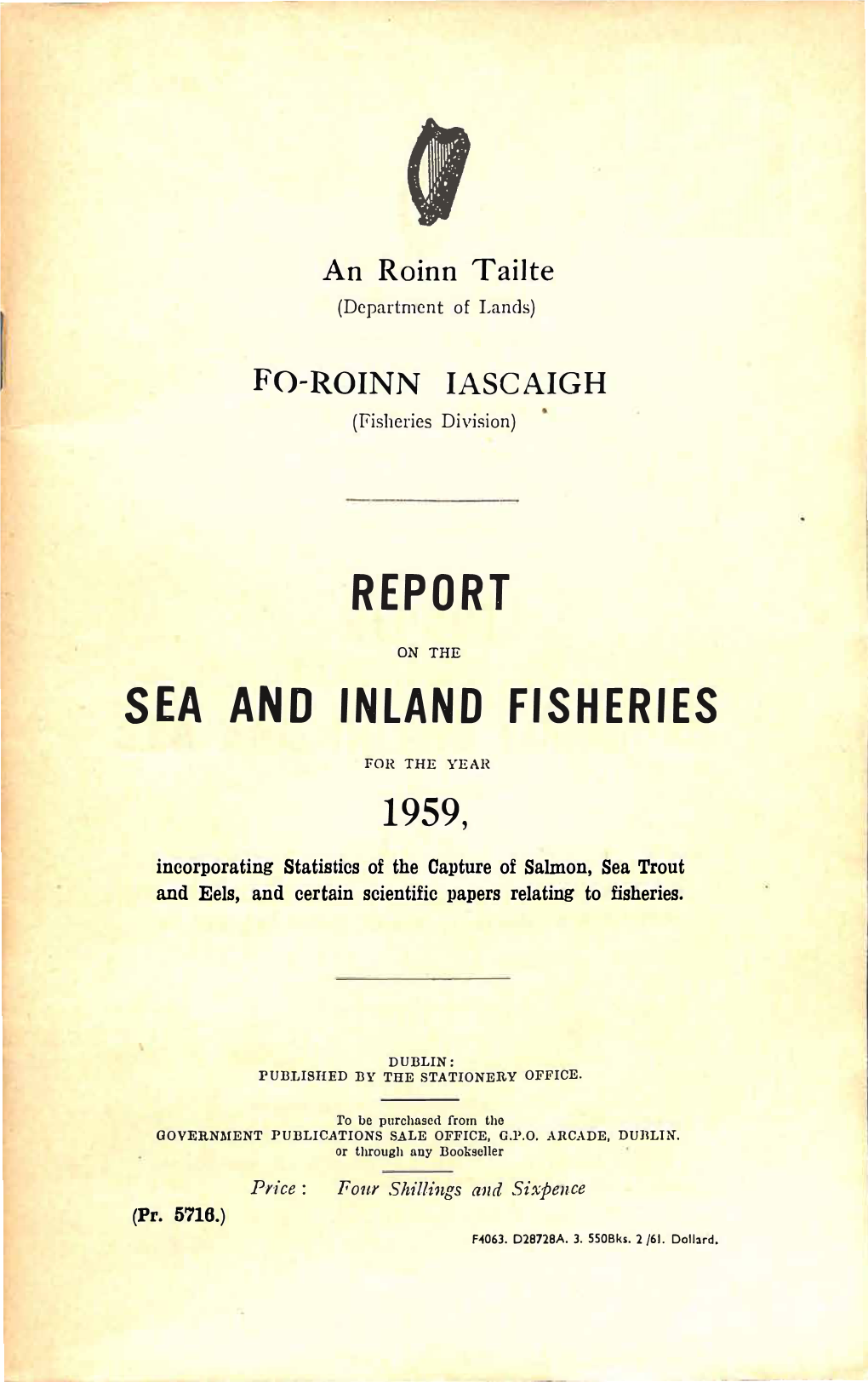 Report on the Sea and Inland Fisheries
