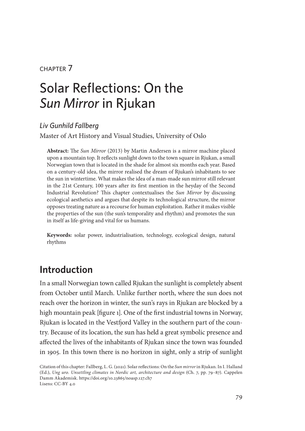Chapter 7. Solar Reflections: on the Sun Mirror in Rjukan Liv Gunhild