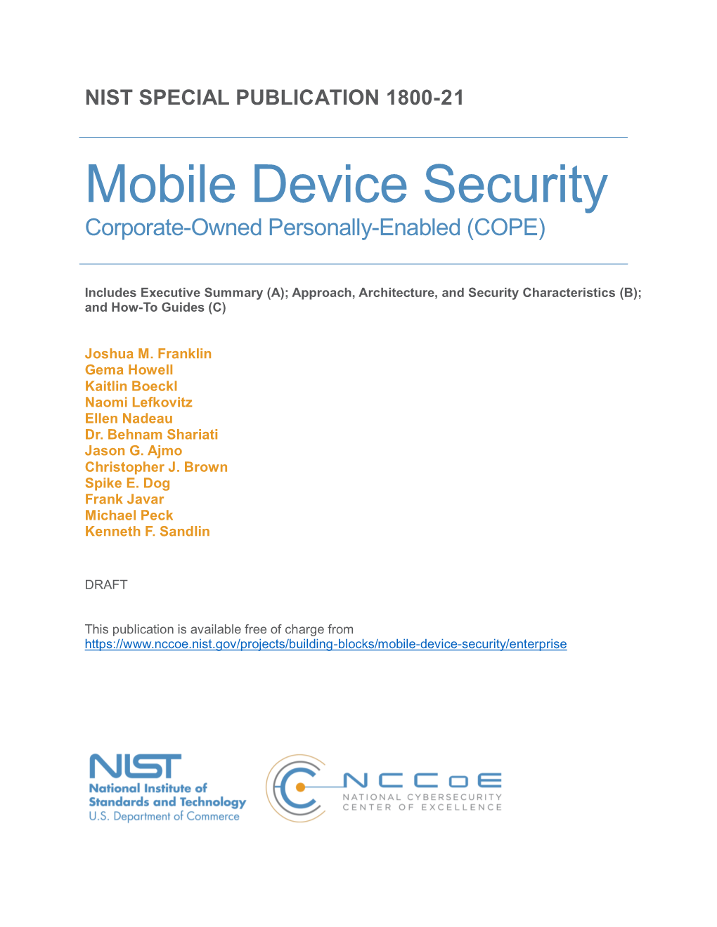 Mobile Device Security Corporate-Owned Personally-Enabled (COPE)