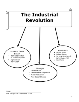 The Industrial Revolution Refers to the Greatly Increased Output of Machine- Made Goods That Began in England in the Middle 1700S