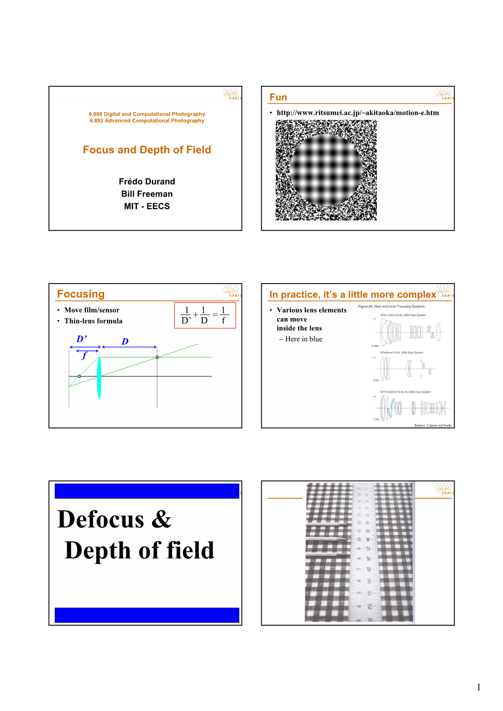 Defocus & Depth of Field