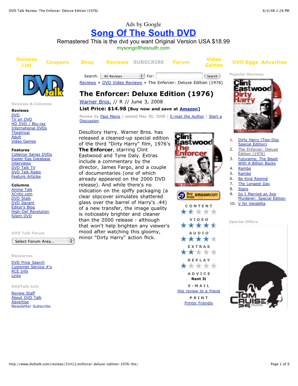 DVD Talk Review: the Enforcer: Deluxe Edition (1976) 6/4/08 2:28 PM