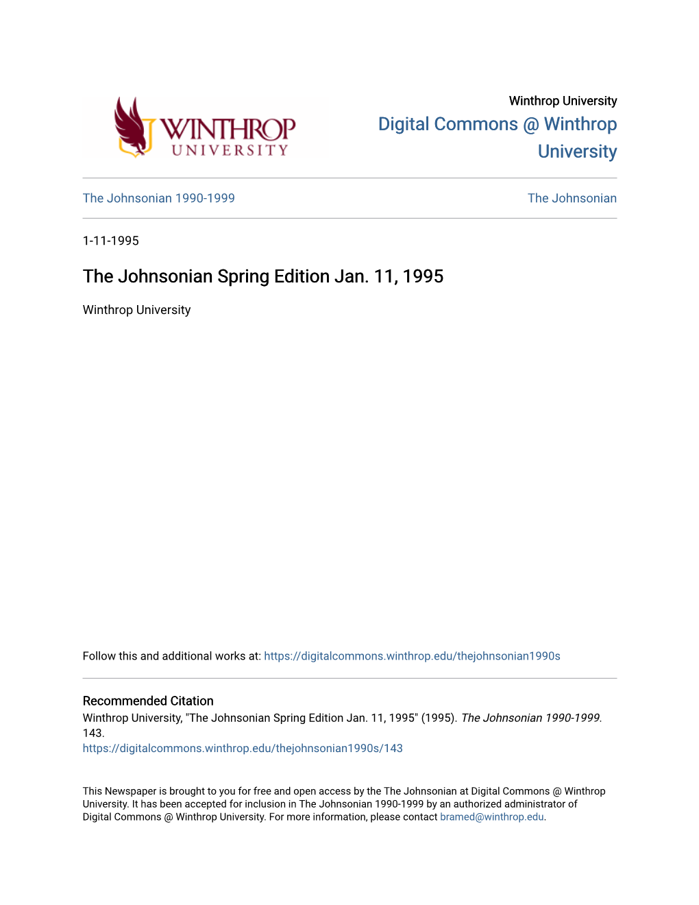 The Johnsonian Spring Edition Jan. 11, 1995