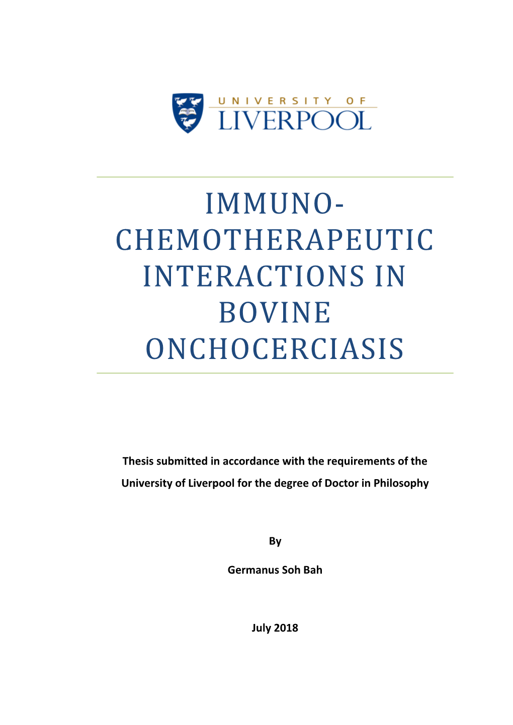 Immuno- Chemotherapeutic Interactions in Bovine Onchocerciasis