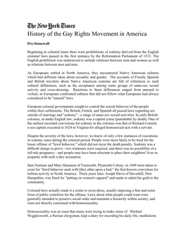 History of the Gay Rights Movement in America