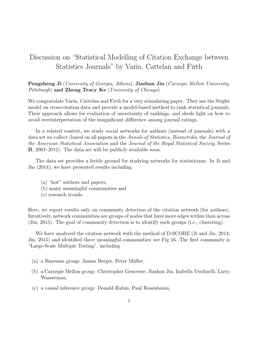 Discussion on “Statistical Modelling of Citation Exchange Between Statistics Journals” by Varin, Cattelan and Firth