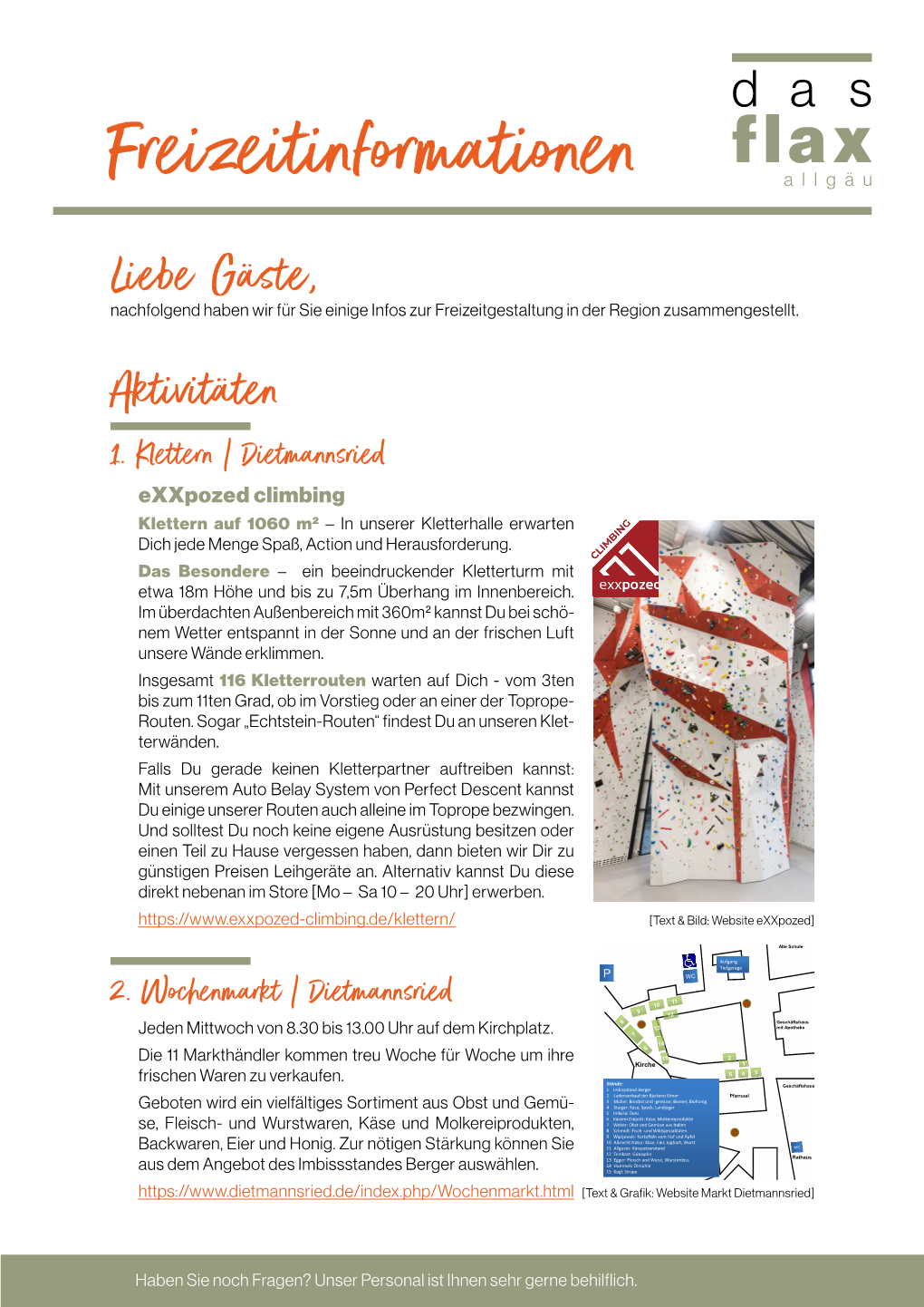 Freizeitinformationen Liebe Gäste, Nachfolgend Haben Wir Für Sie Einige Infos Zur Freizeitgestaltung in Der Region Zusammengestellt