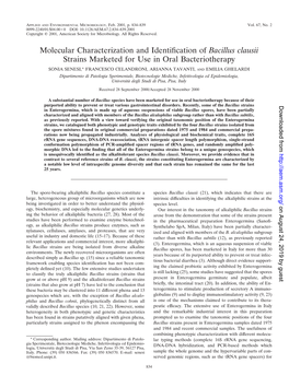 Molecular Characterization and Identification of Bacillus Clausii
