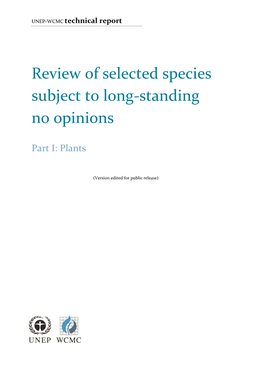 Review of Selected Species Subject to Long-Standing No Opinions