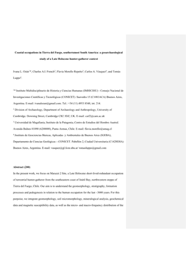 Coastal Occupations in Tierra Del Fuego, Southernmost South America: a Geoarchaeological