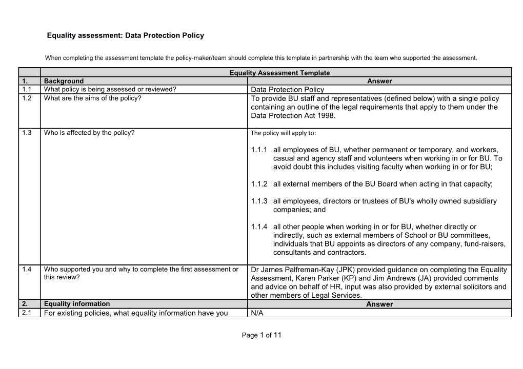 DP Equality Assessment Feb 201314 Final 04-03-14