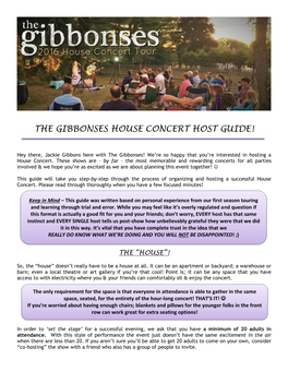 The Gibbonses House Concert Host Guide!