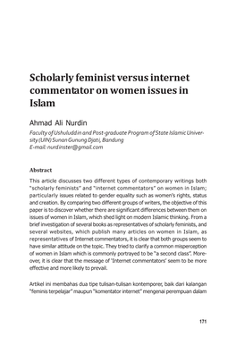 Scholarly Feminist Versus Internet Commentator on Women Issues in Islam