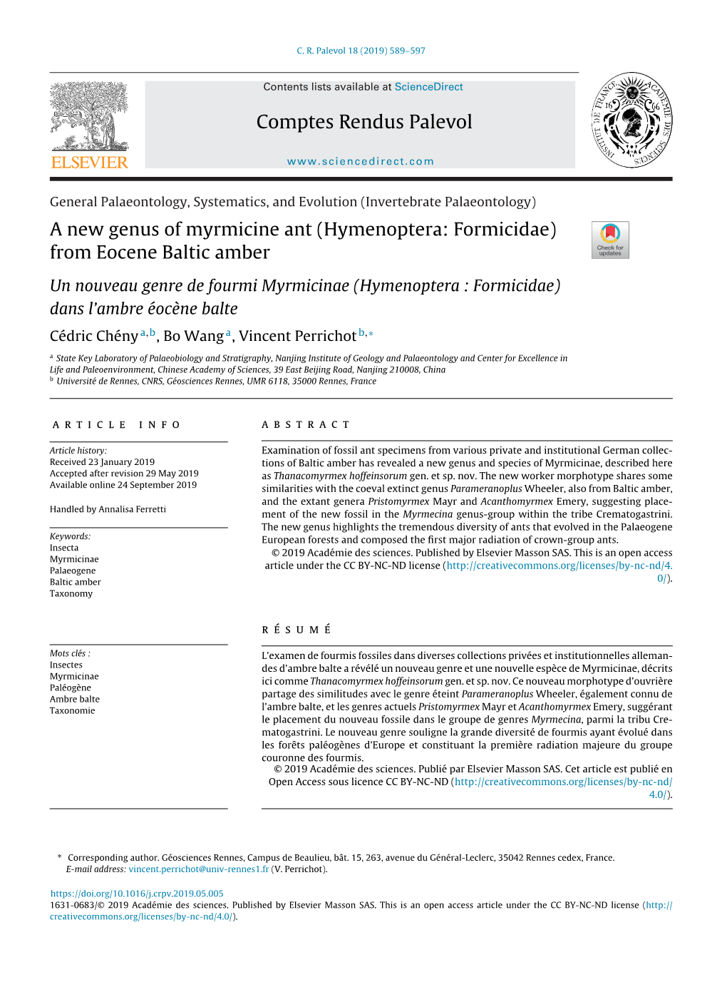 A New Genus of Myrmicine Ant (Hymenoptera: Formicidae) From