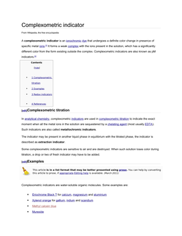 Complexometric Indicator