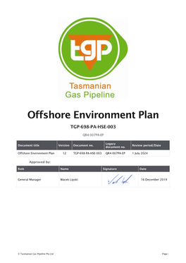Offshore Environment Plan