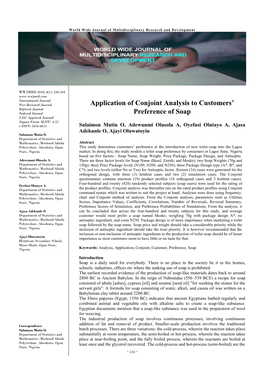 Application of Conjoint Analysis to Customers' Preference of Soap