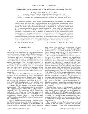 Semimetallic Antiferromagnetism in the Half-Heusler Compound Cumnsb