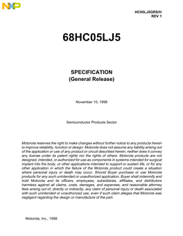SPECIFICATION (General Release)