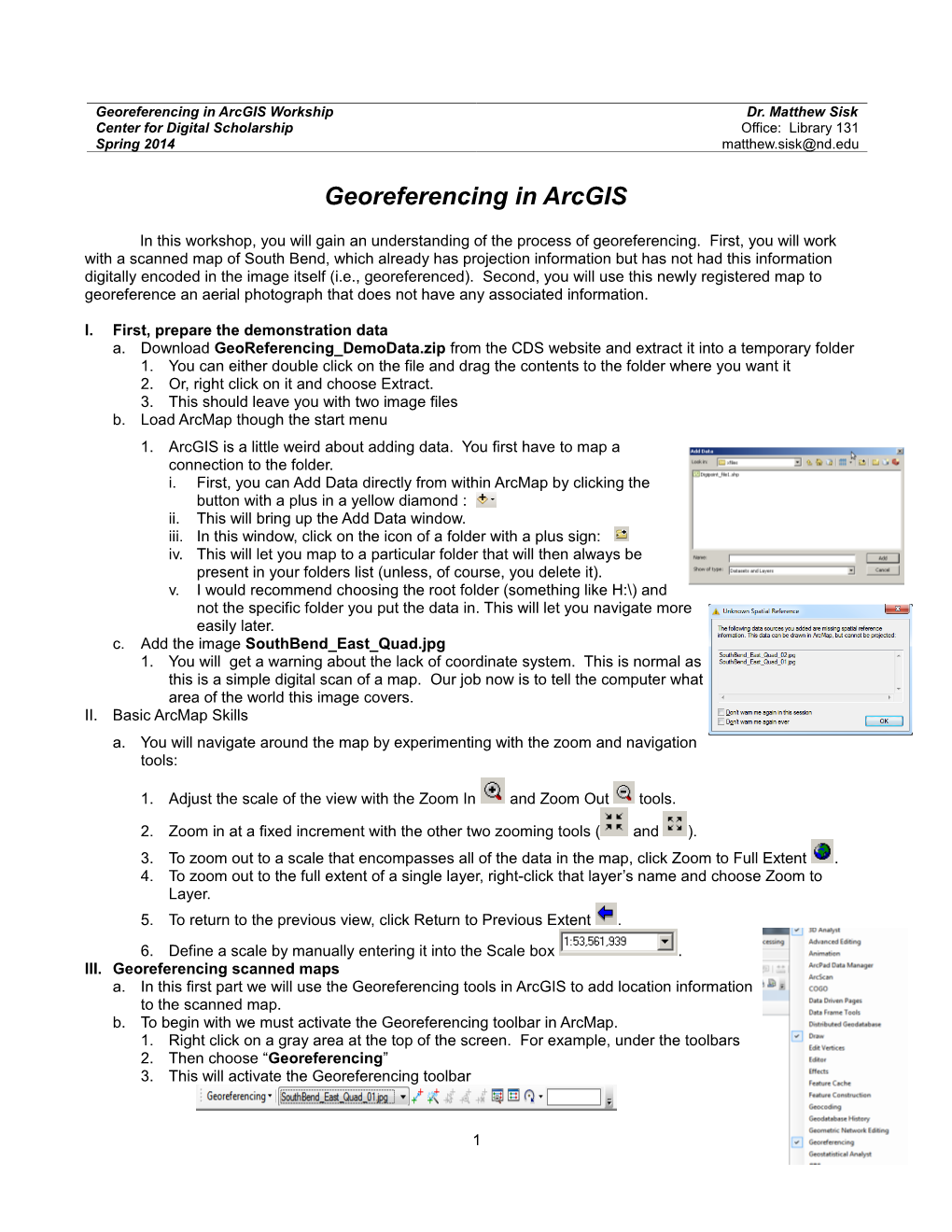 Georeferencing in Arcgis Workship Dr