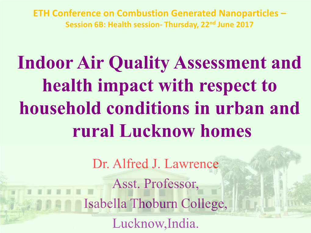 Indoor Air Quality Assessment and Health Impact with Respect to Household Conditions in Urban and Rural Lucknow Homes
