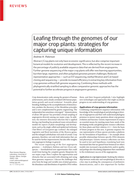 Leafing Through the Genomes of Our Major Crop Plants: Strategies for Capturing Unique Information