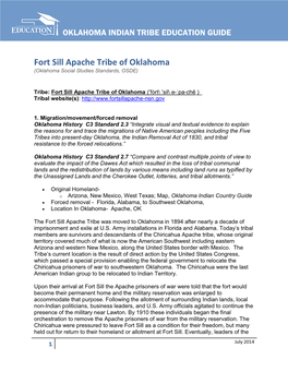 Fort Sill Apache Tribe of Oklahoma (Oklahoma Social Studies Standards, OSDE)