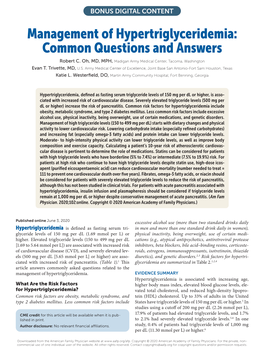 Management of Hypertriglyceridemia: Common Questions and Answers