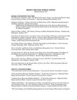 HONEY MECONI: PUBLICATIONS Updated January 2021