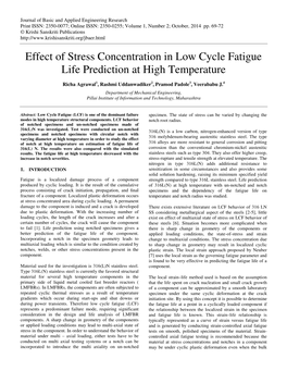 Effect of Stress Concentration in Low Cycle Fatigue Life Prediction at High Temperature