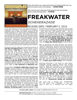 Freakwater.” – CHICAGO TRIBUNE