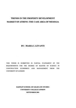 Trends in the Property Development Market of Athens: the Case Area of Mesogia