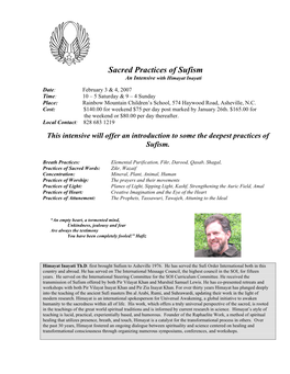 Sacred Practices of Sufism an Intensive with Himayat Inayati