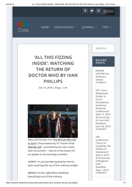 THIS FIZZING INSIDE’: WATCHING the RETURN of DOCTOR WHO by Ivan Phillips | CST Online