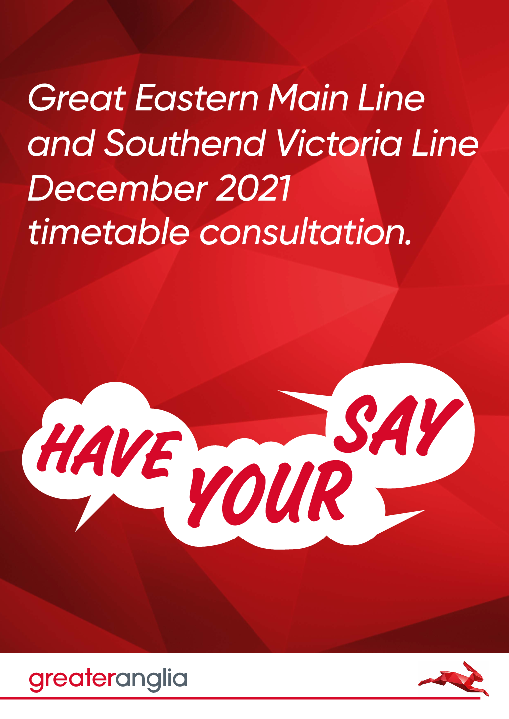 Great Eastern Main Line and Southend Victoria Line December 2021 Timetable Consultation