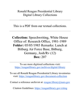 Collection: Speechwriting, White House Office Of: Research Office