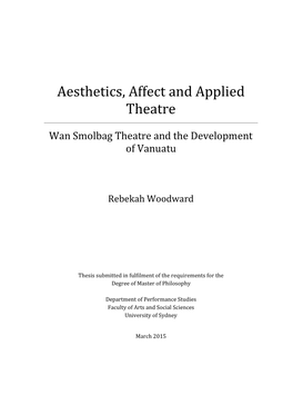 Aesthetics, Affect and Applied Theatre