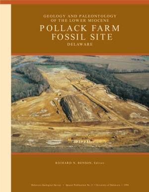 Geology and Paleontology of the Lower Miocene Pollack Farm Fossil Site Delaware